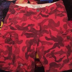 Red camo shorts